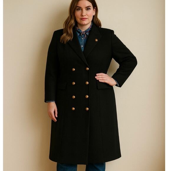 Louis Féraud Black Double Breasted Trench Coat Classic Heritage Preppy XL - Picture 1 of 15